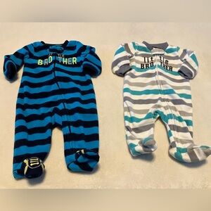 Little Brother Striped Kids One Piece Set - Blue and Gray